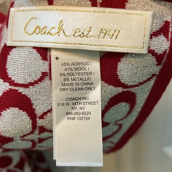 Coach 1941 Red & Silver Monogram C Knit Scarf EUC - Picture 7 of 7